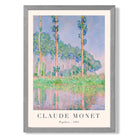 Claude Monet Poplars print in Light Grey Wooden Frame