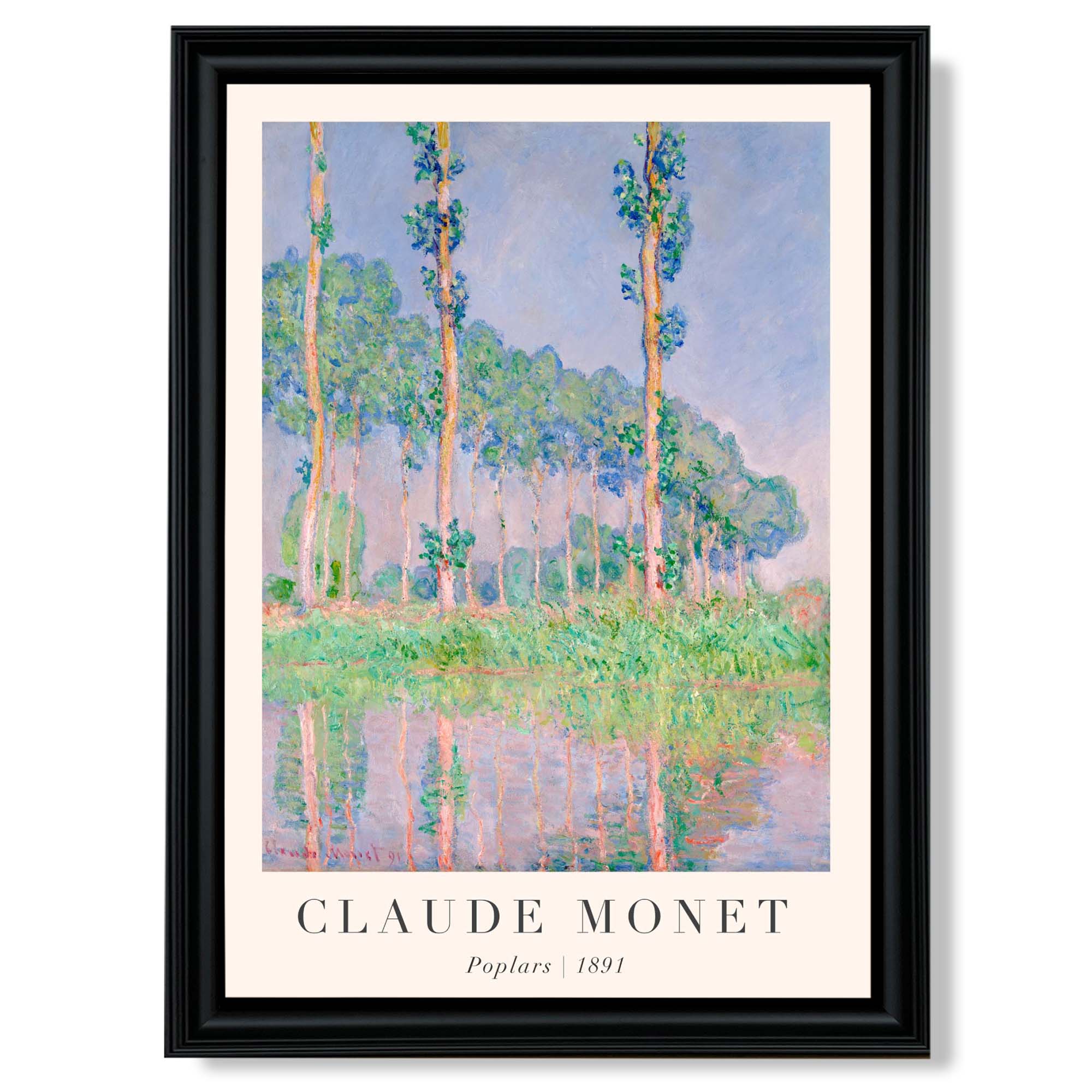 Claude Monet Poplars print in Black Scoop Frame