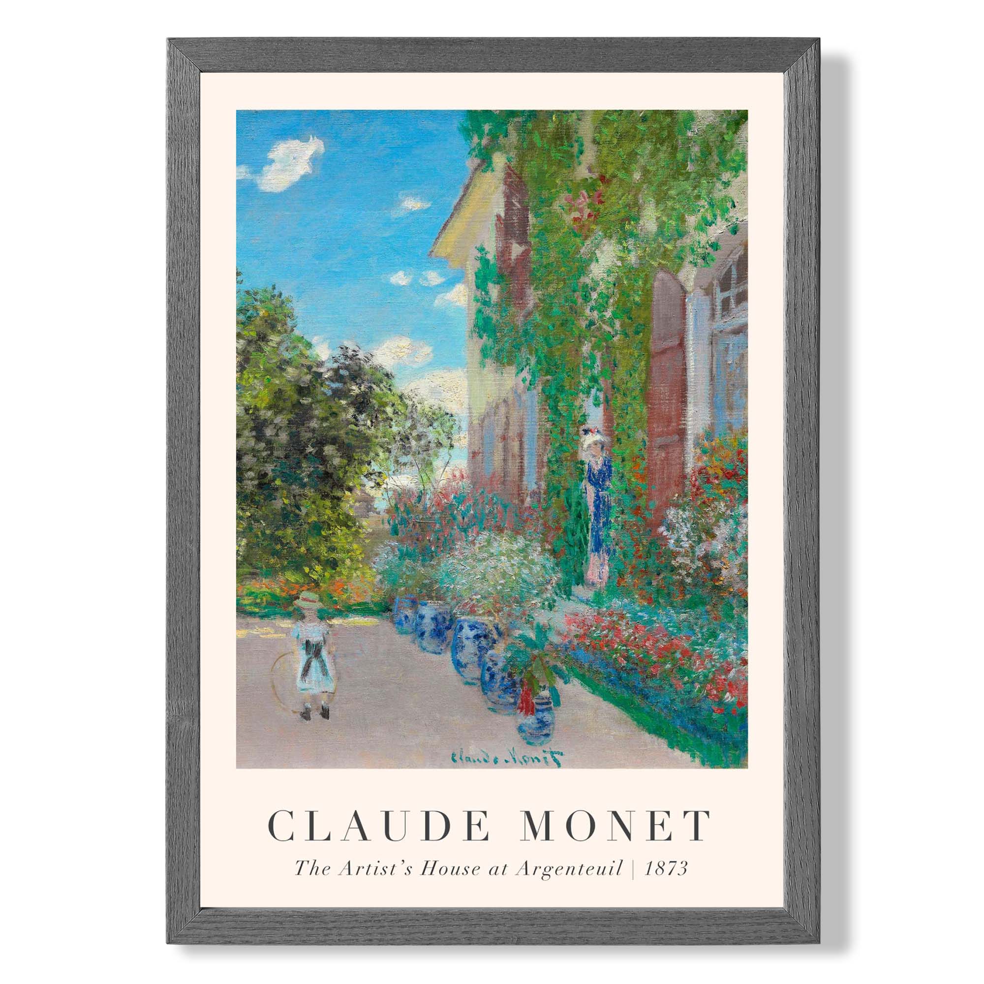Claude Monet Artist's House at Argenteuil print in Dark Grey Wooden Frame