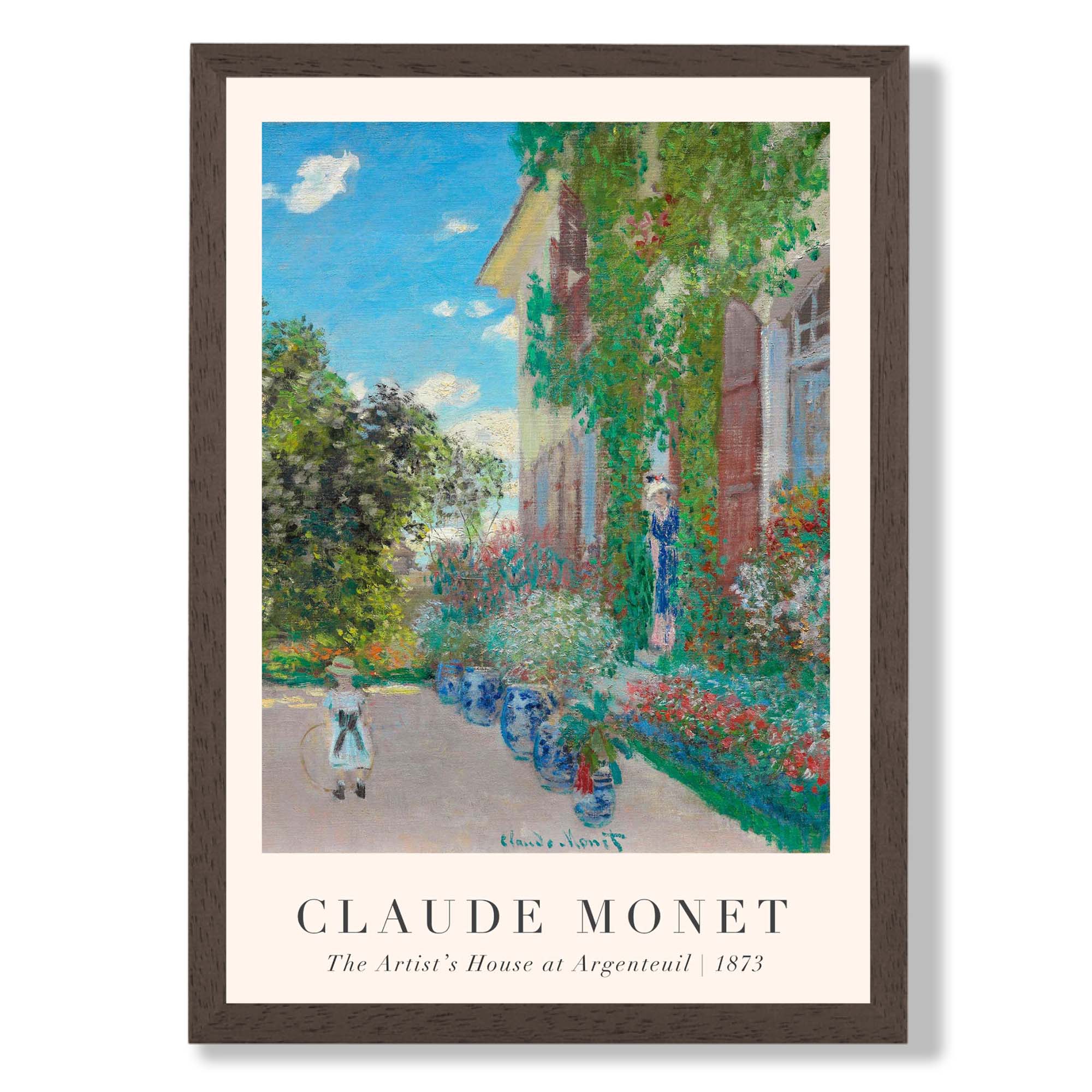 Claude Monet Artist's House at Argenteuil print in Dark Wooden Frame