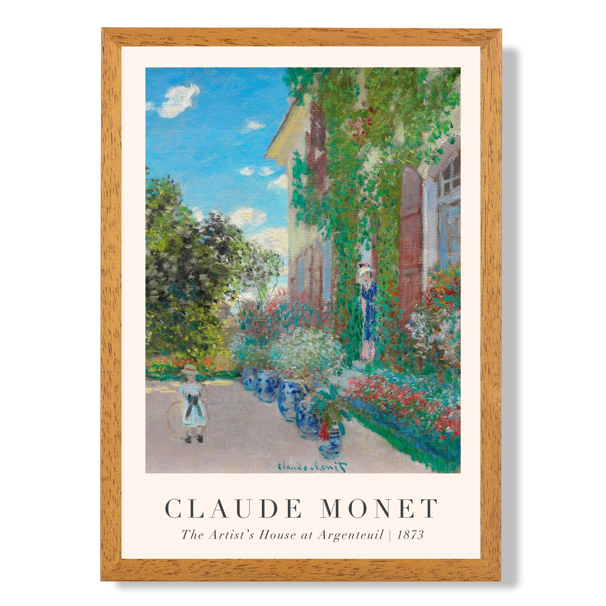 Claude Monet Artist's House at Argenteuil print in Oak Wooden Frame