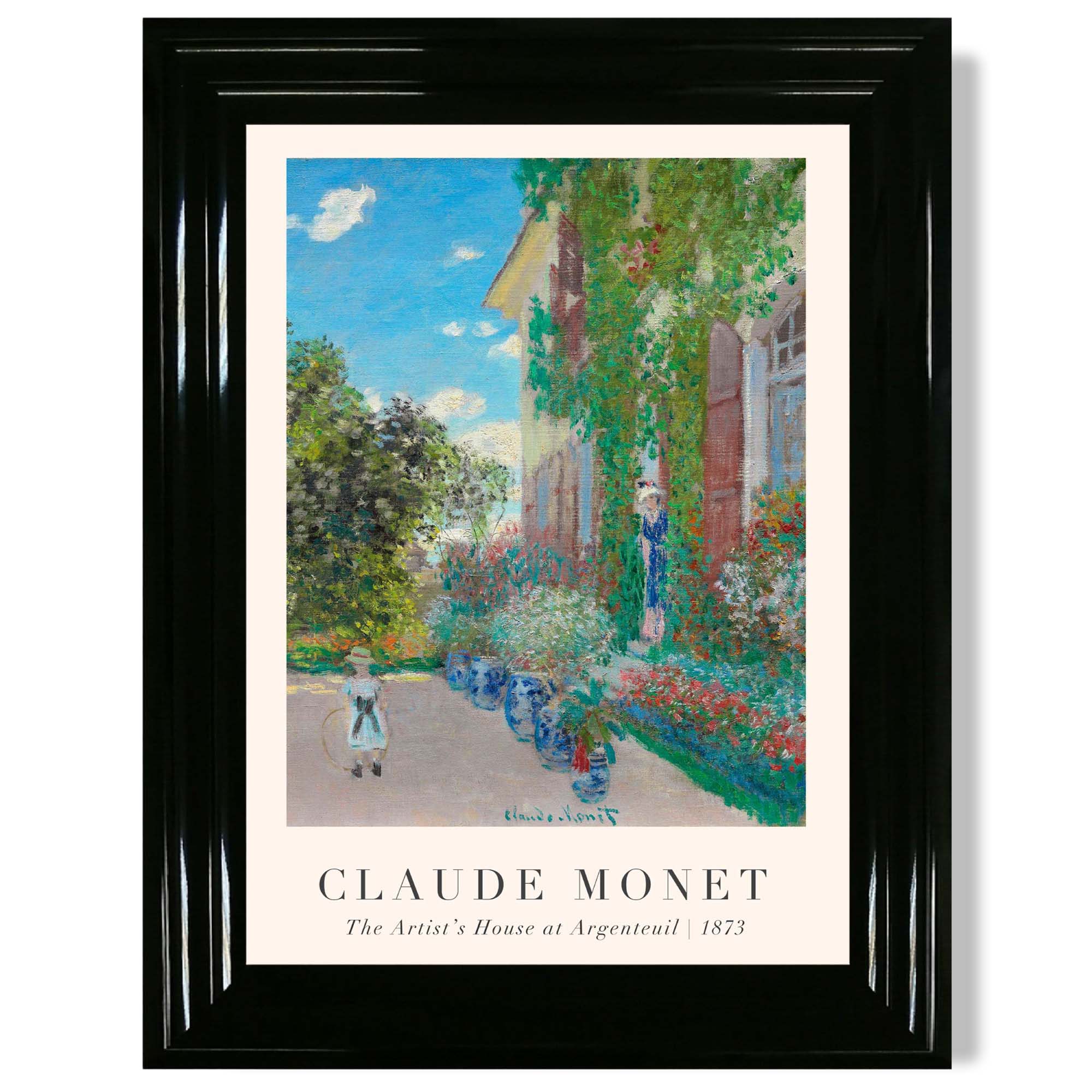 Claude Monet Artist's House at Argenteuil print in Black Glossy Frame