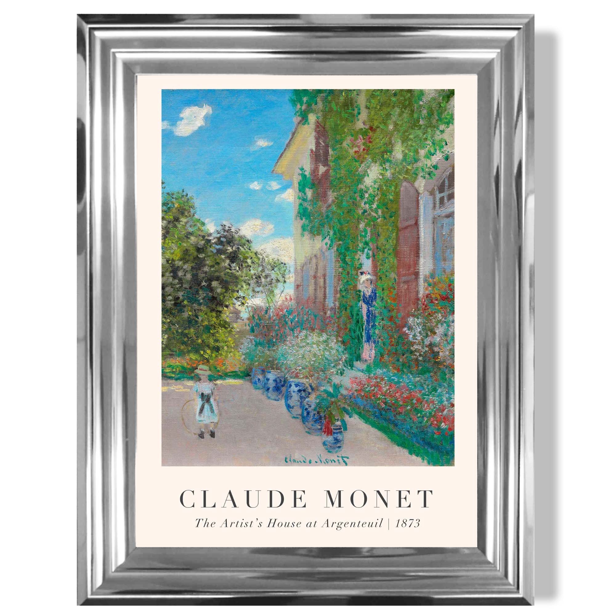 Claude Monet Artist's House at Argenteuil print in Chrome Glossy Frame