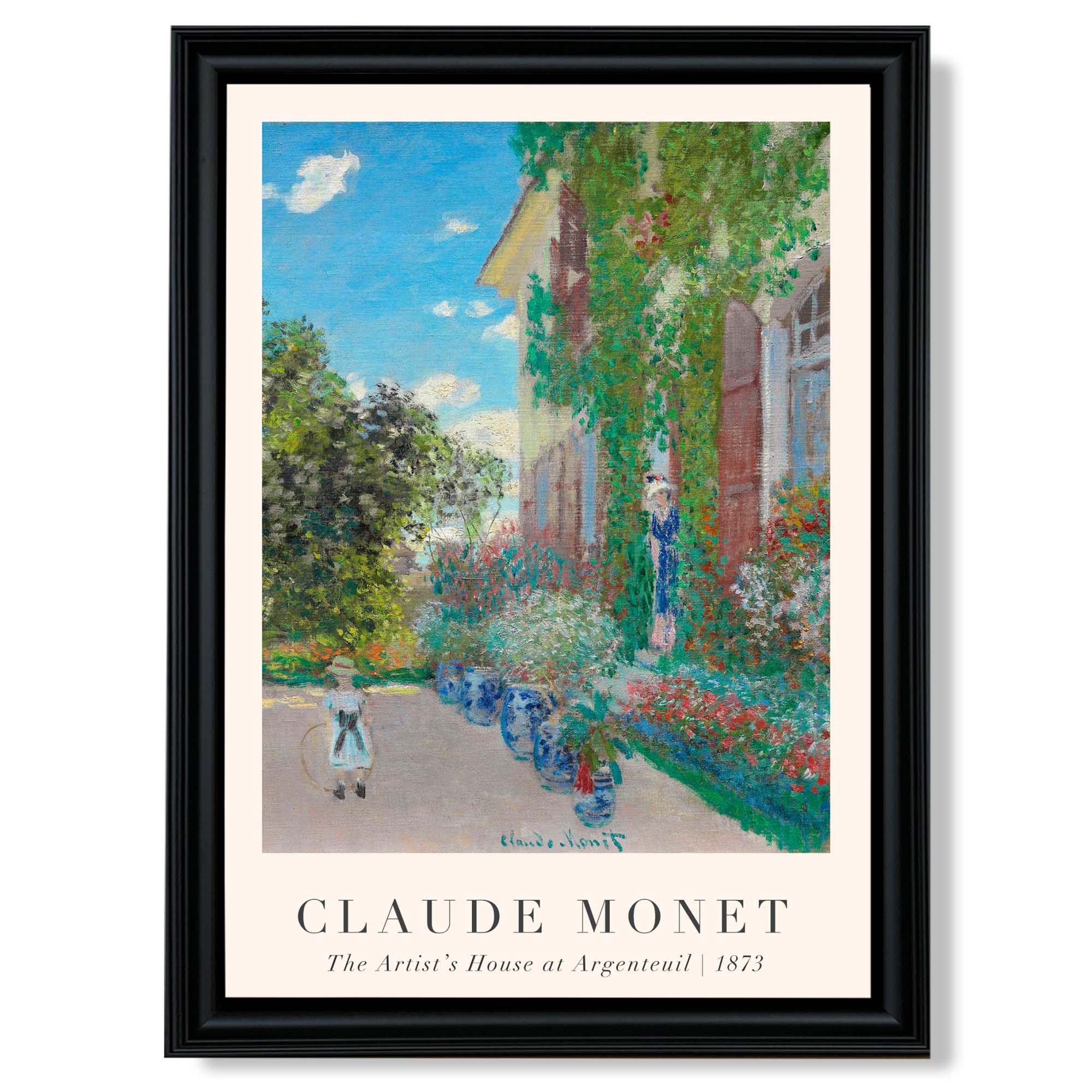 Claude Monet Artist's House at Argenteuil print in Black Scoop Frame