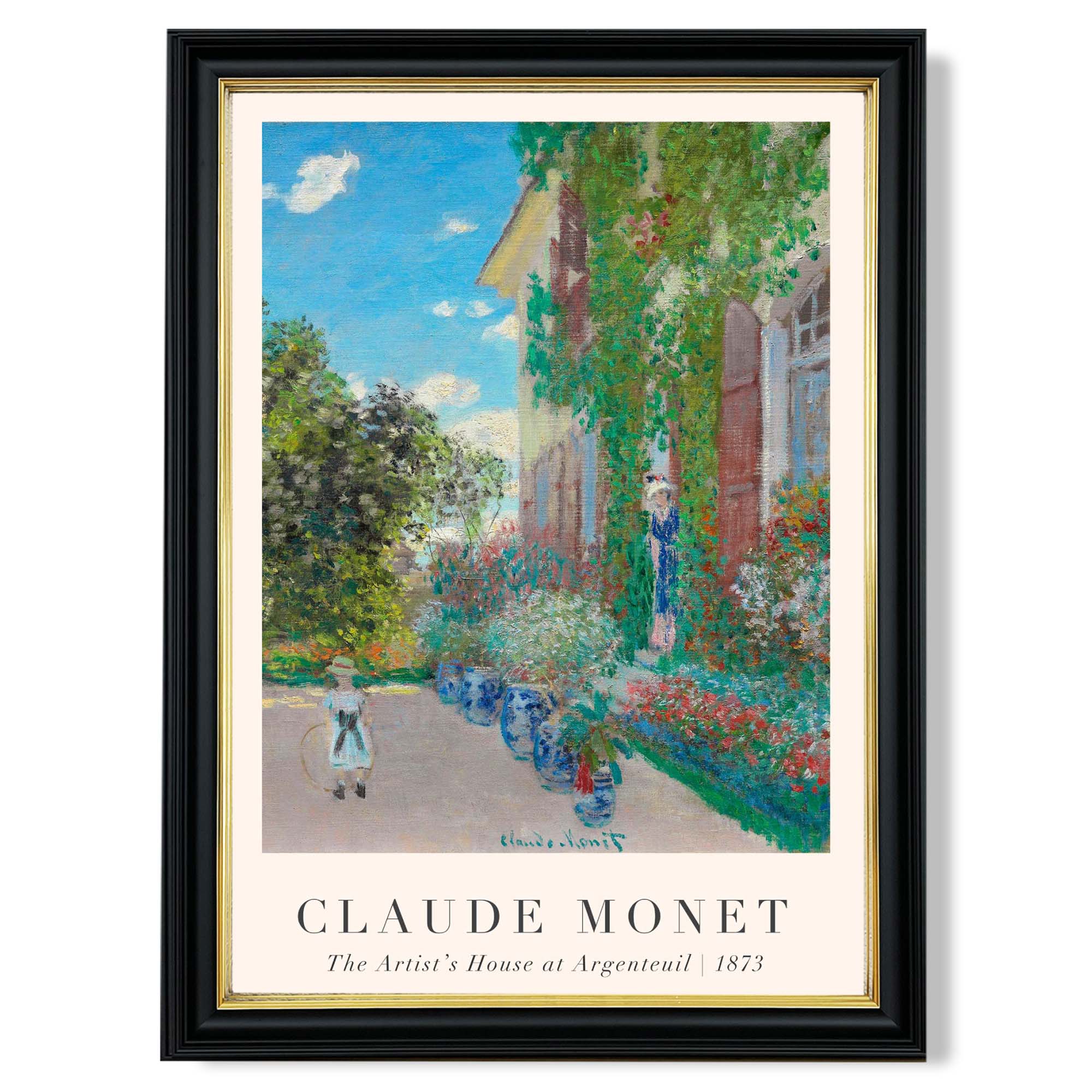 Claude Monet Artist's House at Argenteuil print in Black and Gold Frame