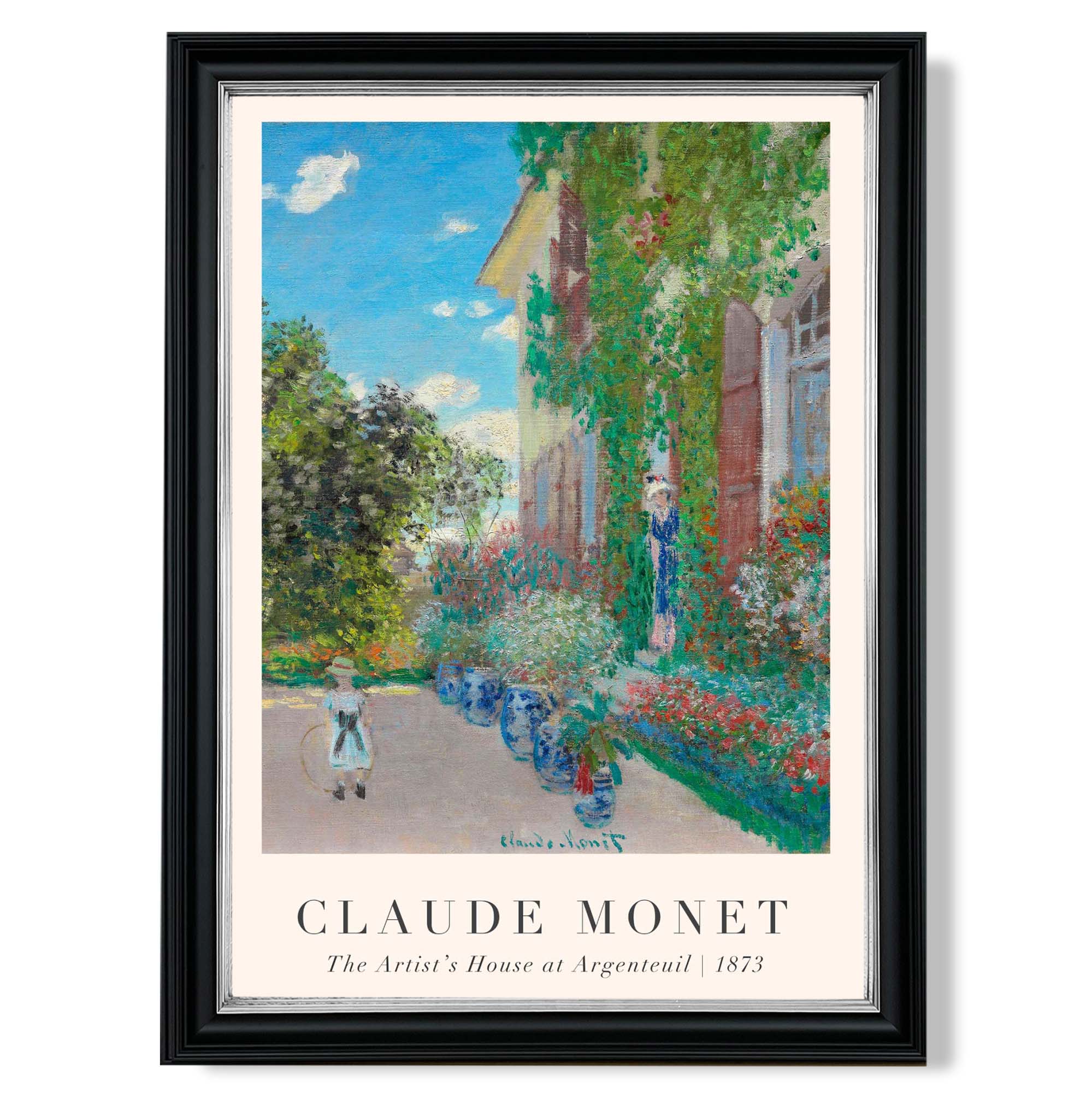Claude Monet Artist's House at Argenteuil print in Black and silver Frame