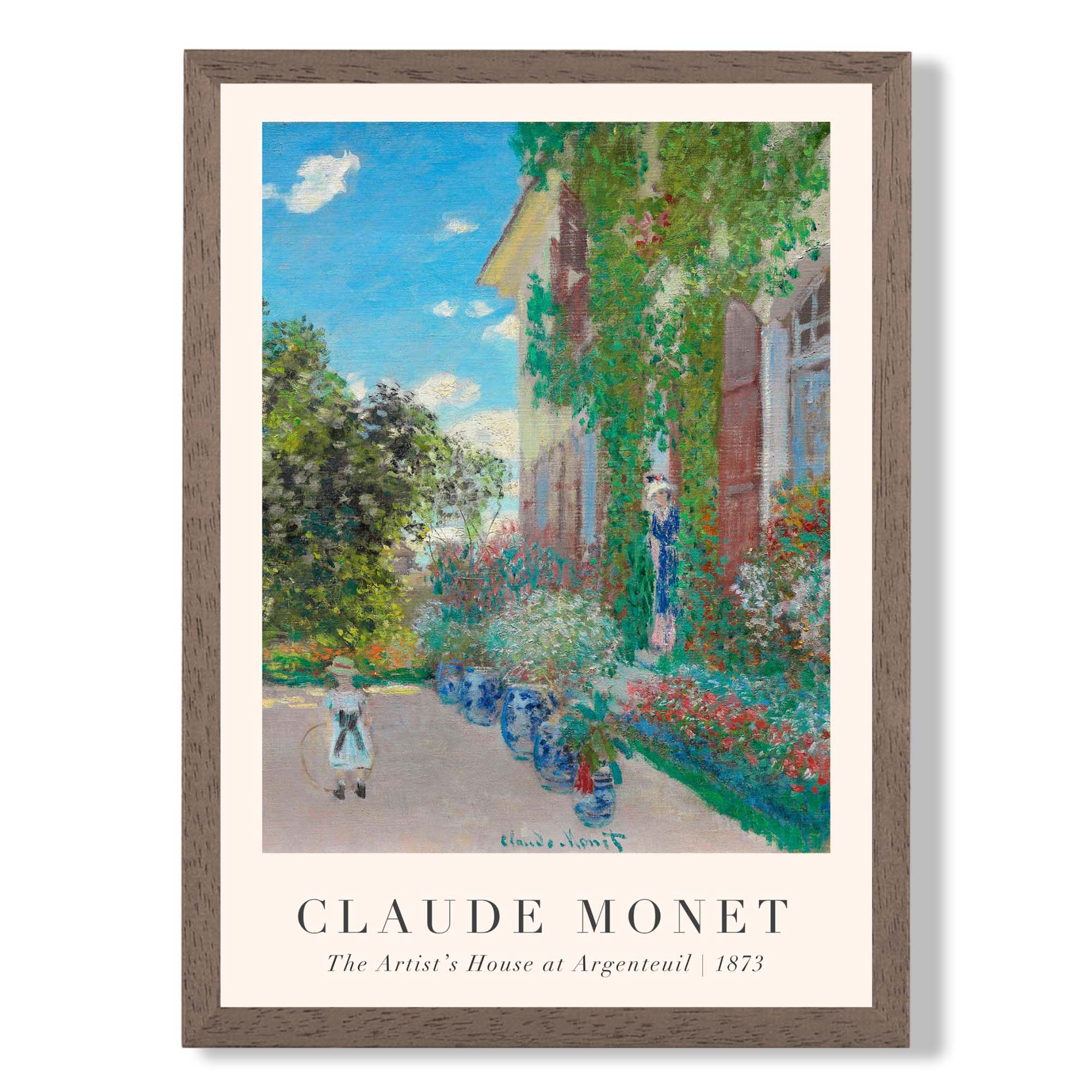 Claude Monet Artist's House at Argenteuil print in Walnut Wooden Frame