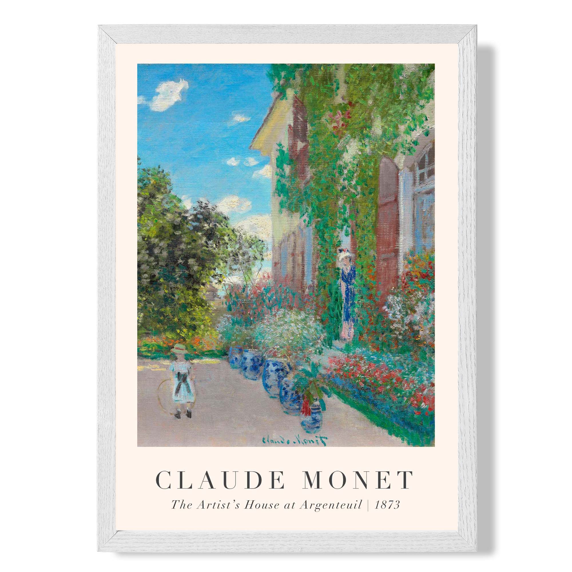 Claude Monet Artist's House at Argenteuil print in White Wooden Frame