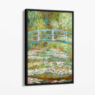 Claude Monet Bridge Over Pond of Water Lillies Canvas Art Print with Black Float Frame
