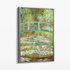 Claude Monet Bridge Over Pond of Water Lillies Canvas Art Print with Silver Float Frame