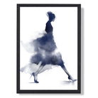 Fashion Catwalk in Blue Art Print print in Black Wooden Frame