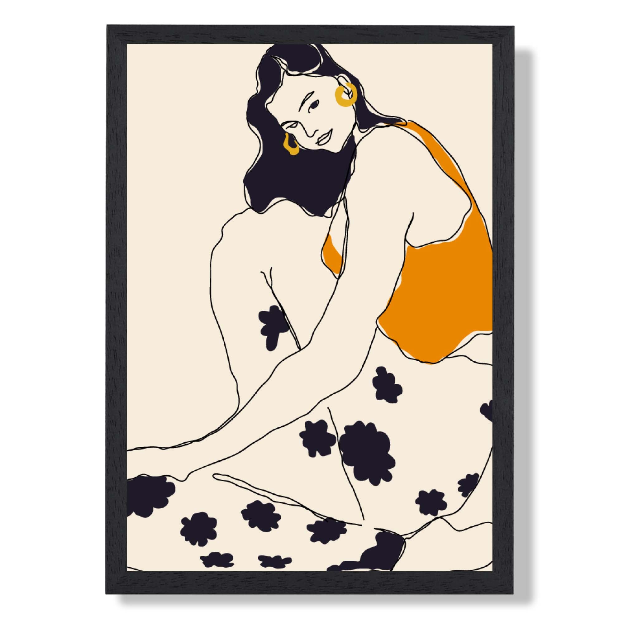 La Mode Chilled in Yellow Art Print print in Black Wooden Frame