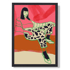 La Mode Relaxed in Pink Art Print print in Black Wooden Frame