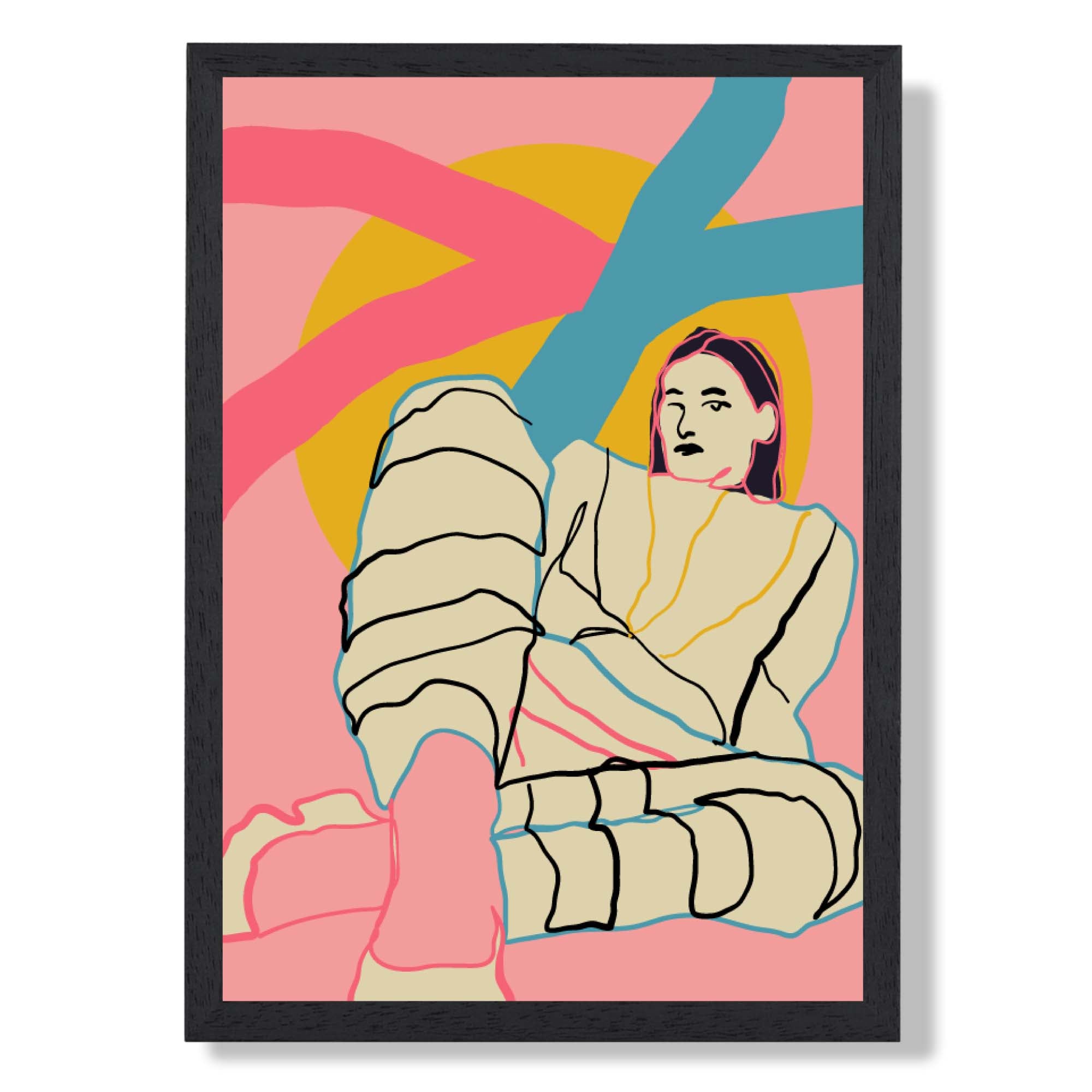 La Mode Styled In Pink Art Print print in Black Wooden Frame