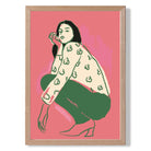 La Mode Thoughtful in Pink Art Print Wall Art Print