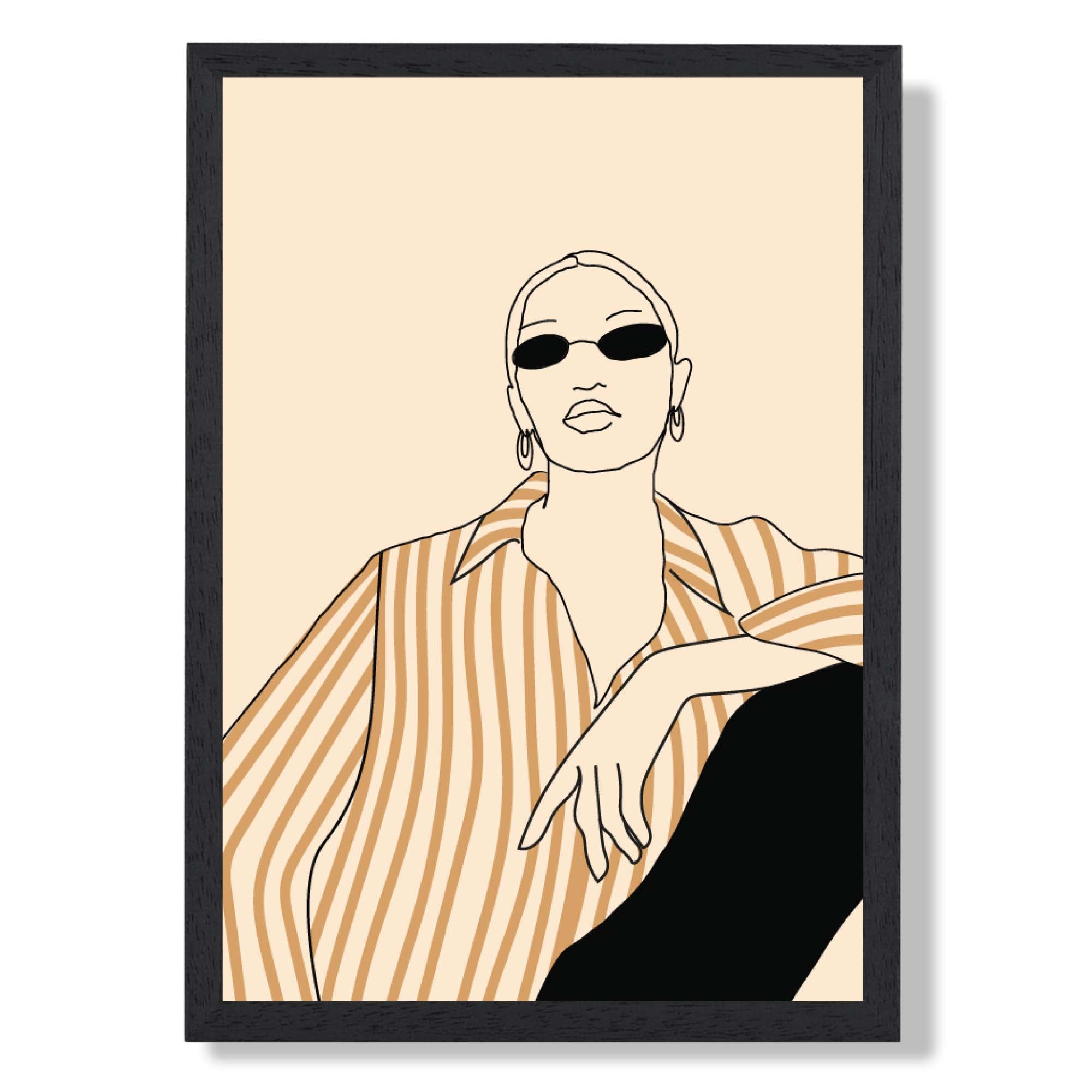 La Mode Vogue in Beige Art Print print in Black Wooden Frame