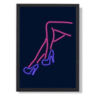 Neon Legs Art Print print in Black Wooden Frame