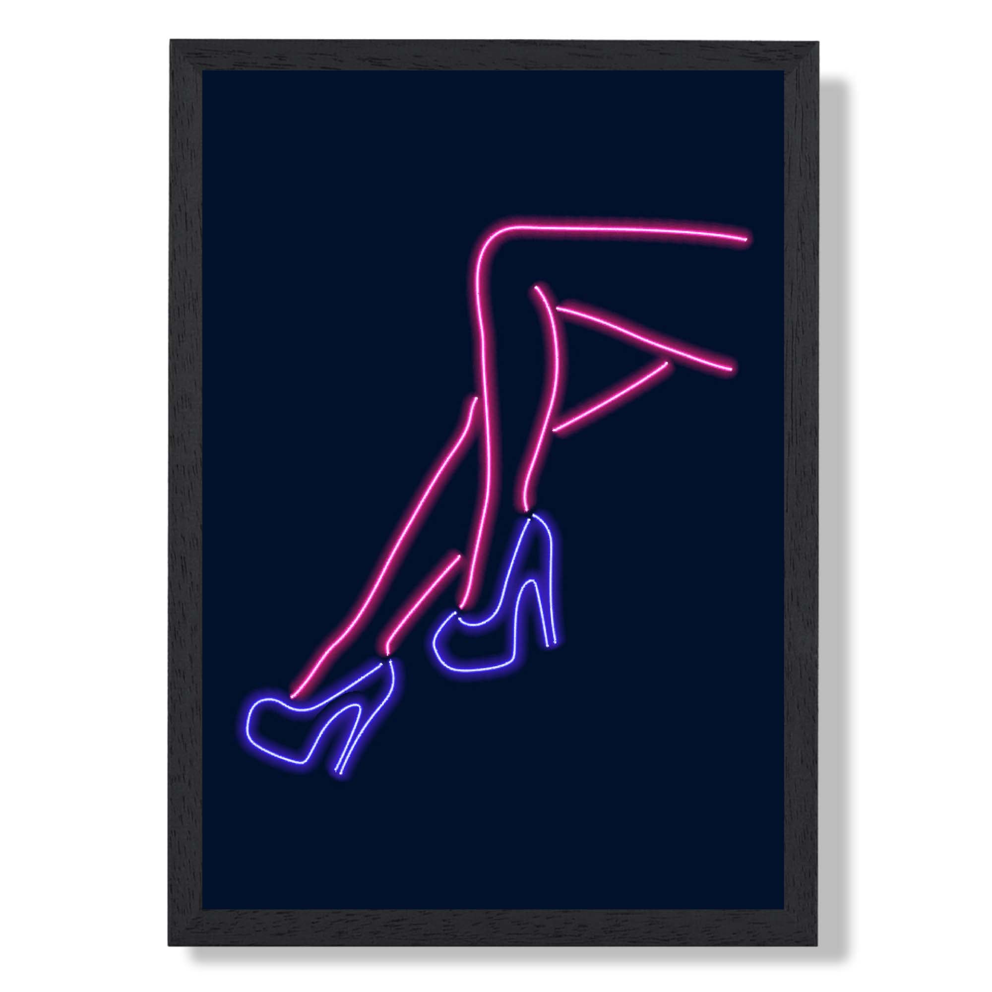 Neon Legs Art Print print in Black Wooden Frame