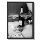 Champagne and Bubbles Art Print print in Black Wooden Frame