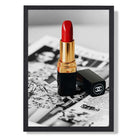 Iconic Red  Lipstick Art Print print in Black Wooden Frame