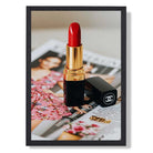 Luxury Red Lipstick Art Print print in Black Wooden Frame
