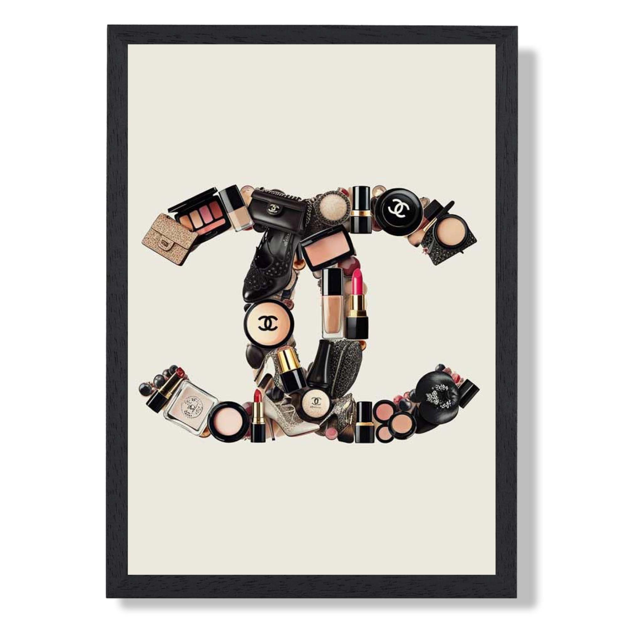 Iconic Makeup Art Print print in Black Wooden Frame