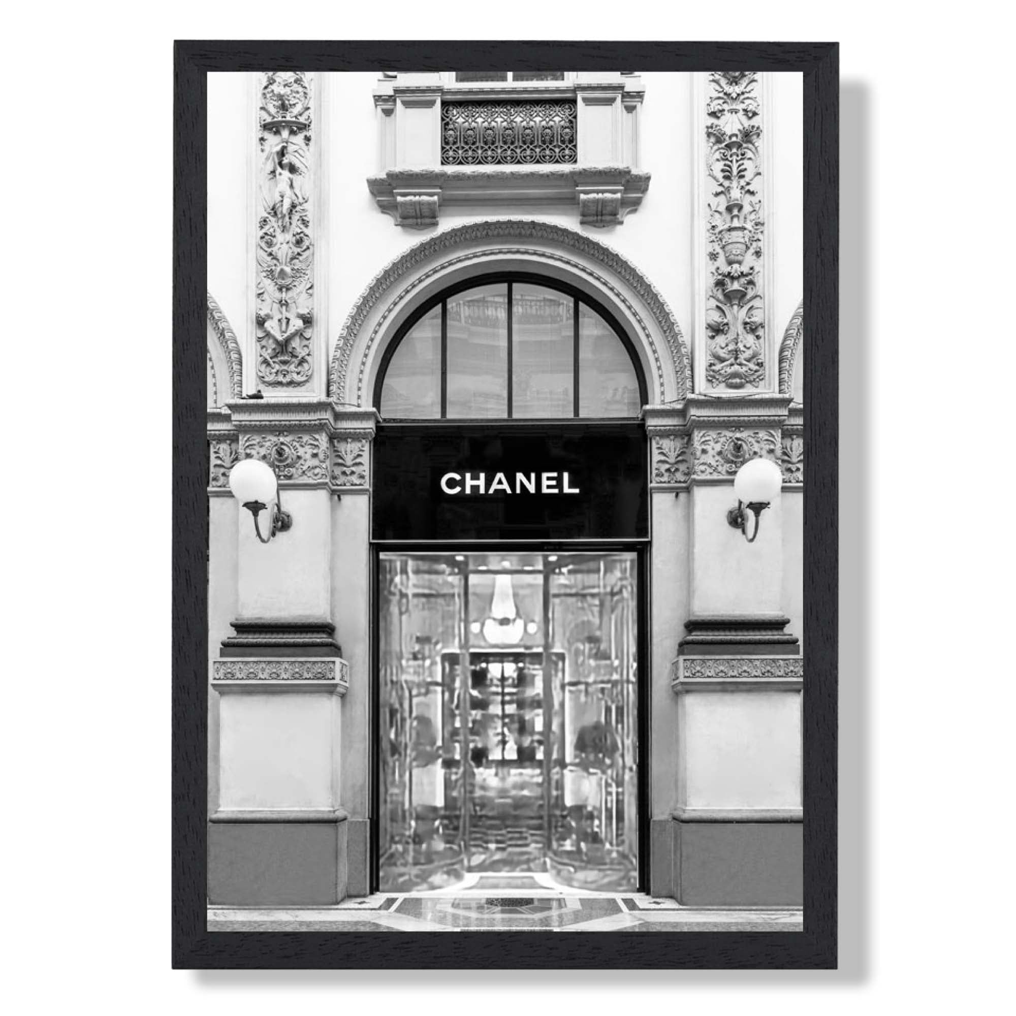 Iconic Fashion Store Art Print print in Black Wooden Frame
