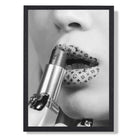 Fashion Lipstick Art Print print in Black Wooden Frame