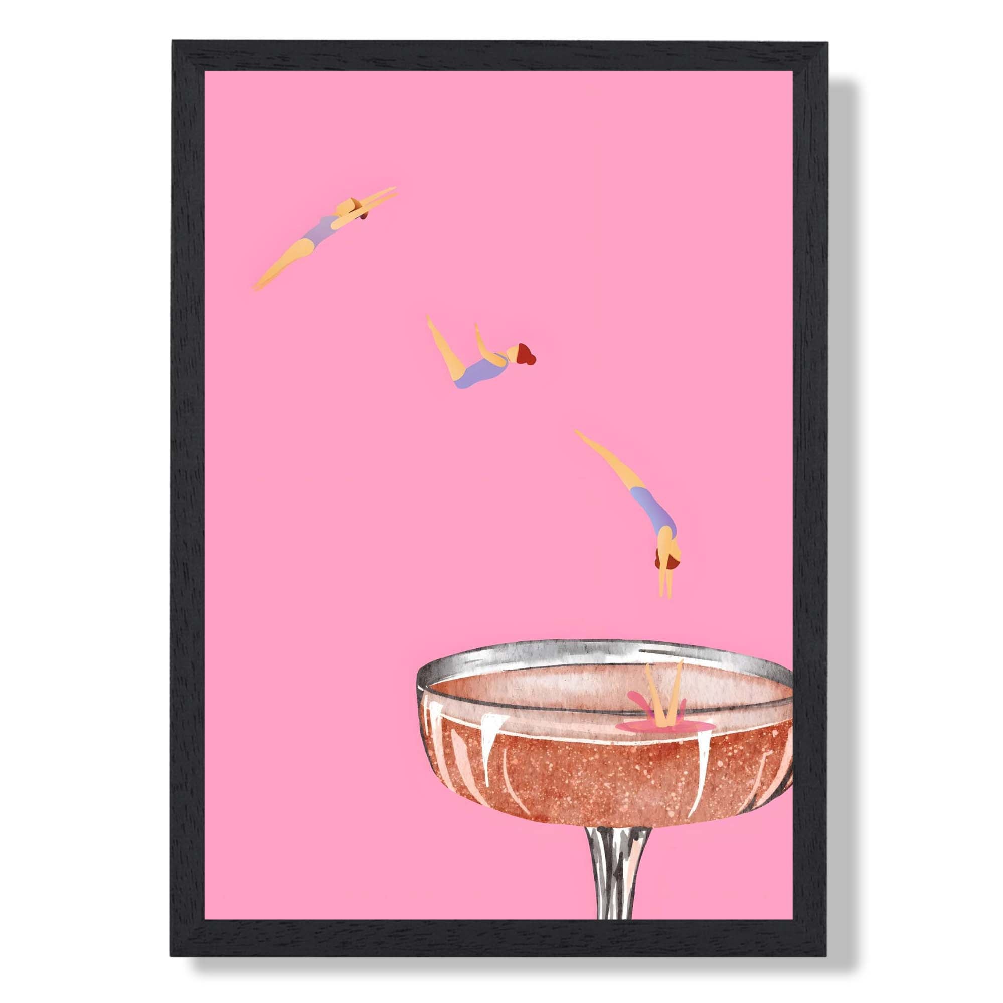 Dive into Champagne Pink Art Print print in Black Wooden Frame