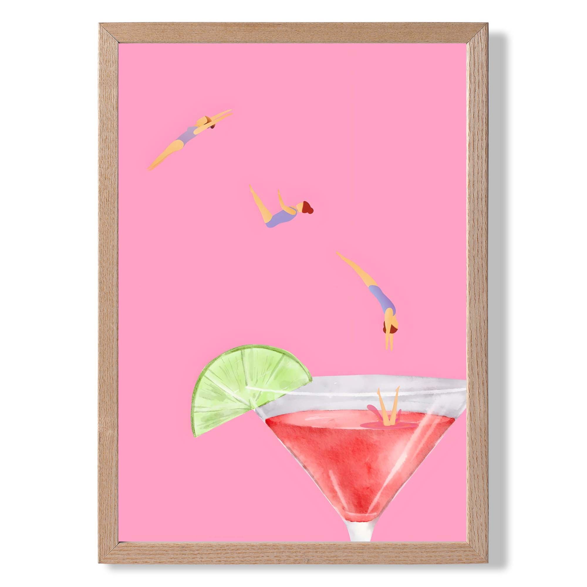 Dive into Cocktail Pink Art Print Wall Art Print