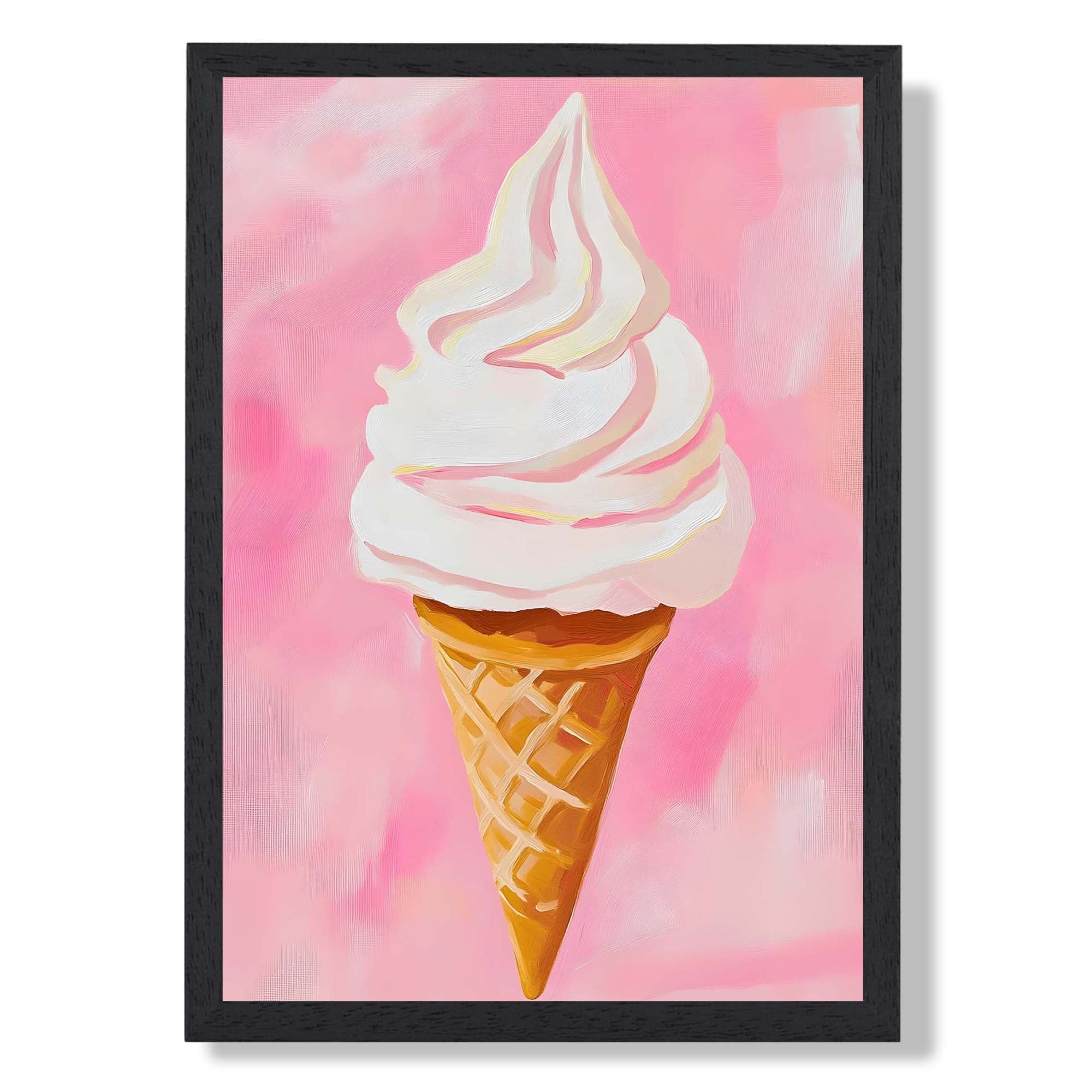 Ice Cream Kitchen Illustration Art Print print in Black Wooden Frame