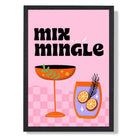 Mix and Mingle Retro Cocktail  Art Print print in Black Wooden Frame