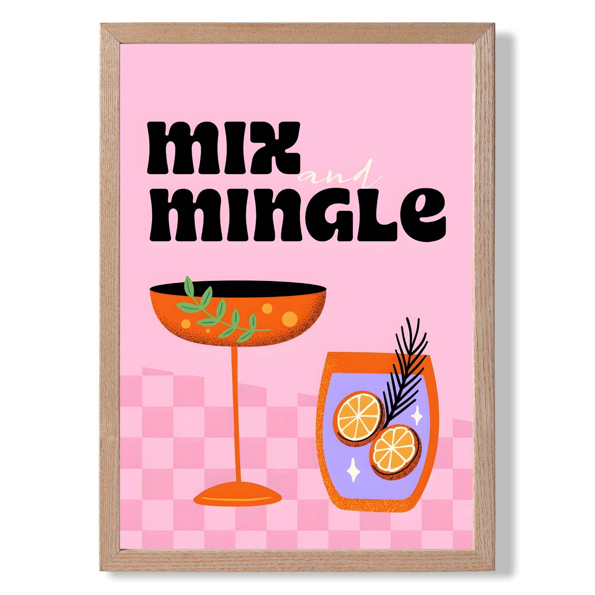Mix and Mingle Retro Cocktail  Art Print Wall Art Print