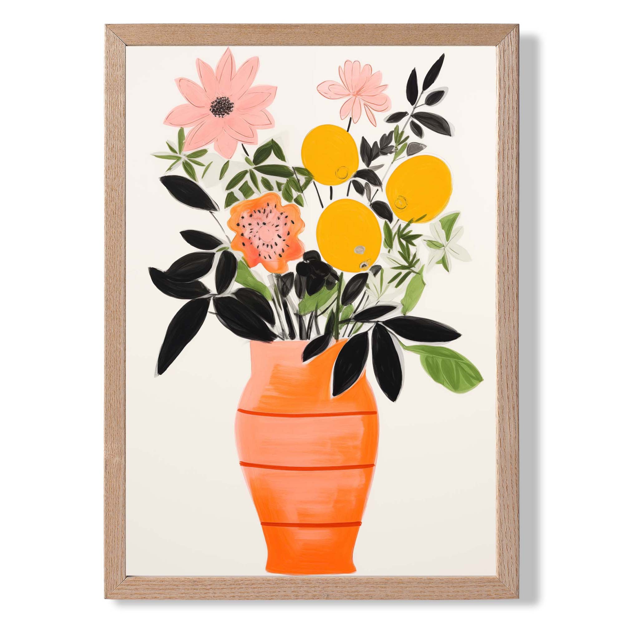 Minimalist Orange Floral No 1 Art Print Wall Art Print