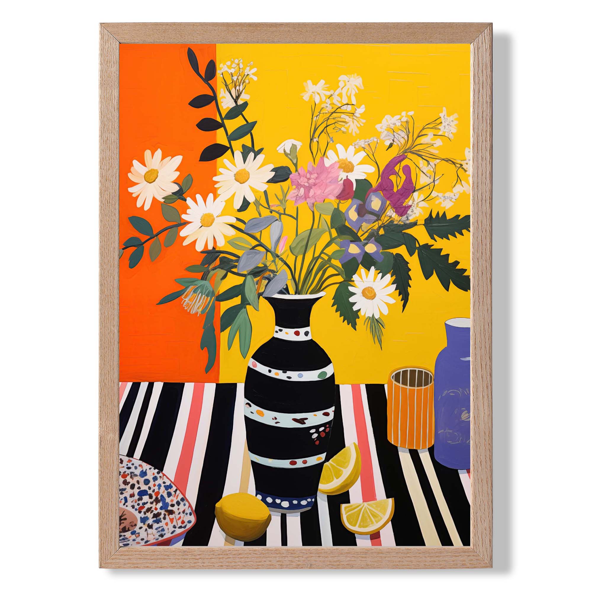 Maximalist Floral in Orange and Yellow Art Print Wall Art Print