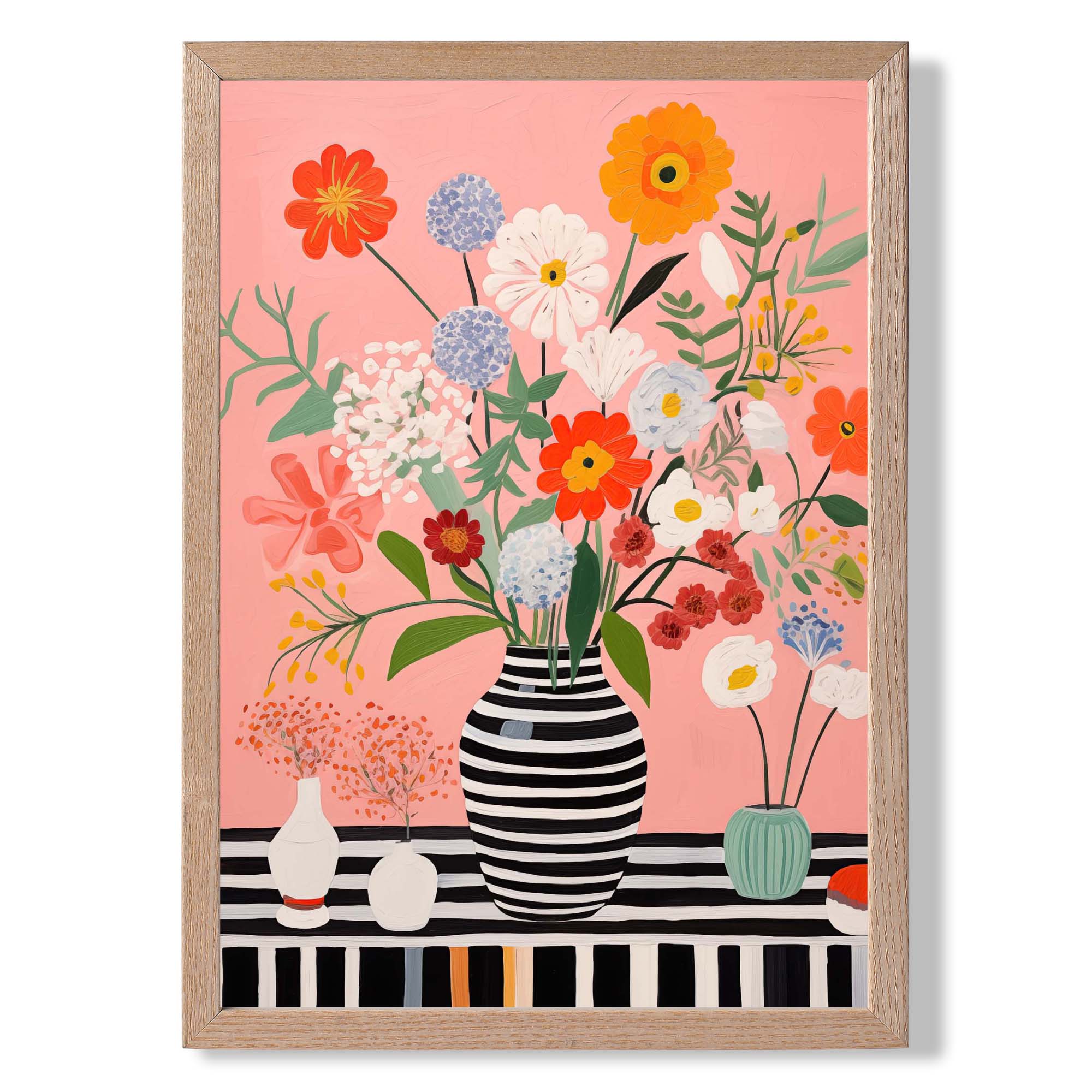 Maximalist Floral in Pink and Black Art Print Wall Art Print