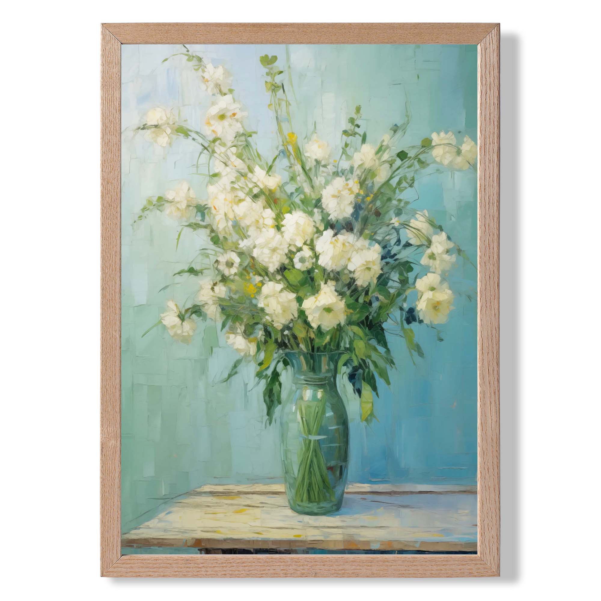 Abstract White Flowers Still Life Art Print Wall Art Print