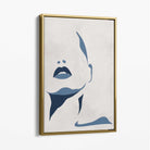 Blue and Beige Silhouette Face Canvas Art Print with Gold Float Frame
