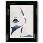 Blue and Beige Silhouette Face print in Black Glossy Frame