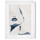 Blue and Beige Silhouette Face print in White Glossy Frame