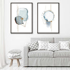 Aqua Blue Abstract Shapes Set of 2 Art Prints | Artze Wall Art UK