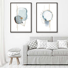 Aqua Blue Abstract Shapes Set of 2 Art Posters | Artze Wall Art UK