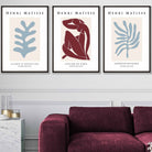 Matisse Floral and Nude Set of 3 Wall Art Prints in Red and Blue