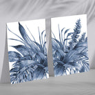 Blue Tropical Leaves Watercolour Framed Set of 2 Art Prints