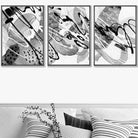 Set of 3 Abstract Watercolour in Black and Grey Wall Art Prints