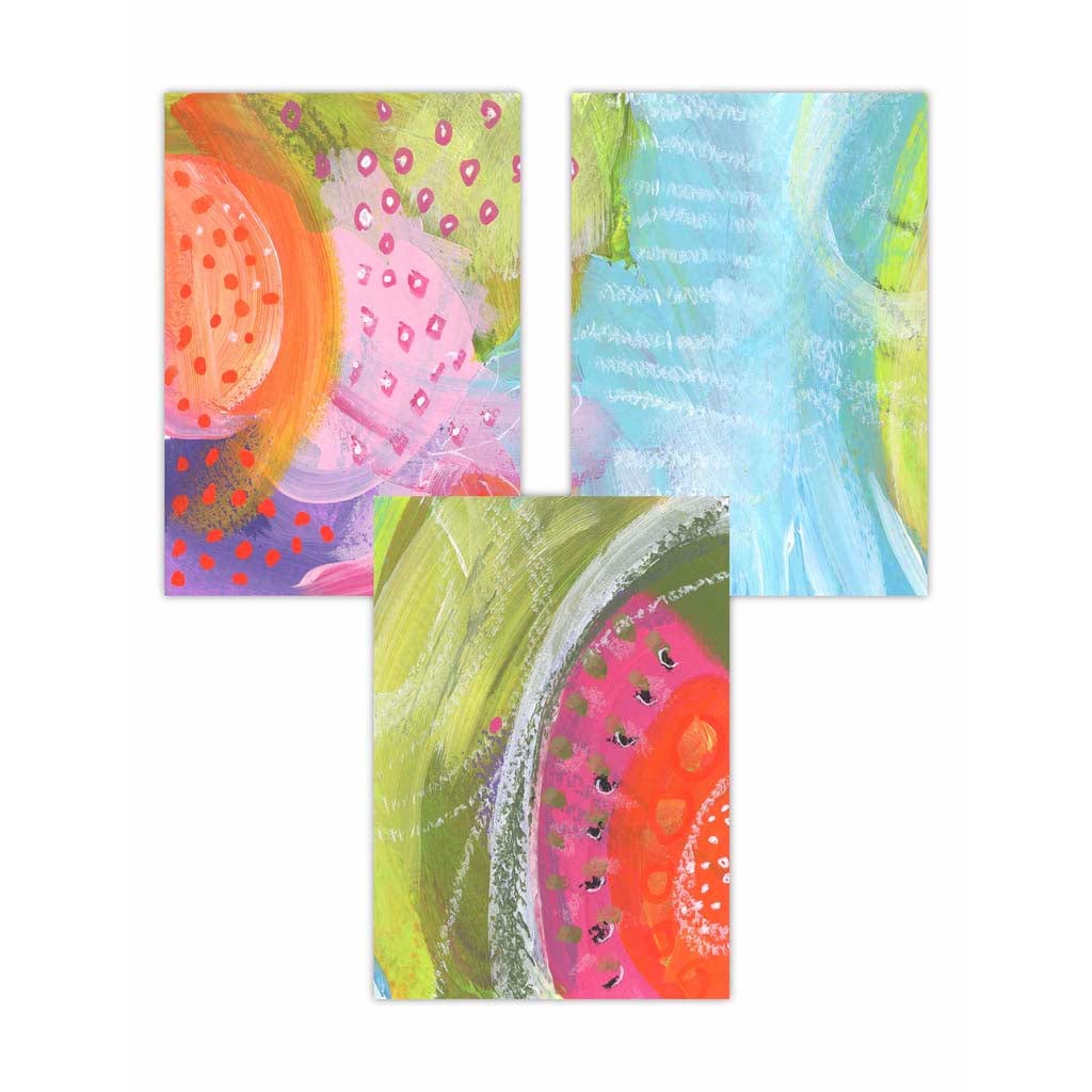 Set of 3 Abstract Bright Tropical Fruits Wall Art Prints