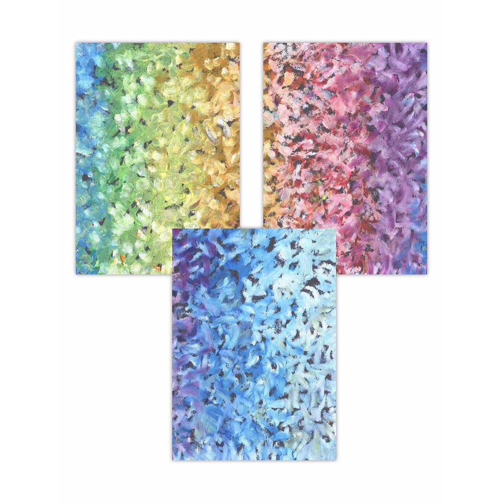 Set of 3 Abstract Colourful Rainbow Petals Wall Art Prints