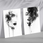 Black and White Fashion Illustrations Framed Set of 2 Art Prints
