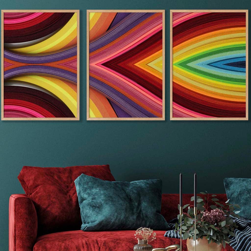 Set of 3 Abstract Colourful Geometry Wall Art Prints