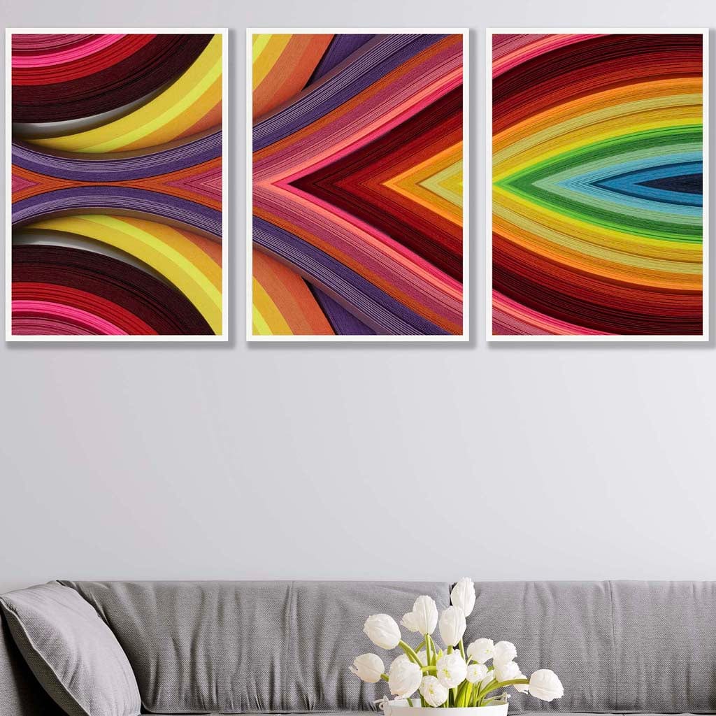 Set of 3 Abstract Colourful Geometry Wall Art Prints